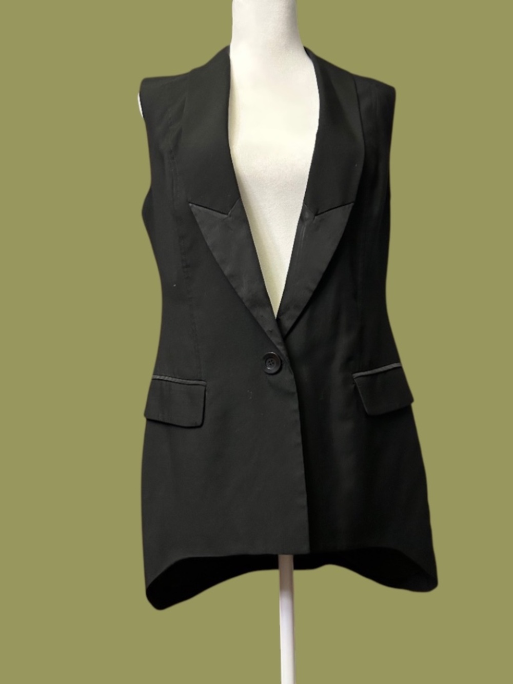 Bebe Women Over the Hip Tuxedo Vest